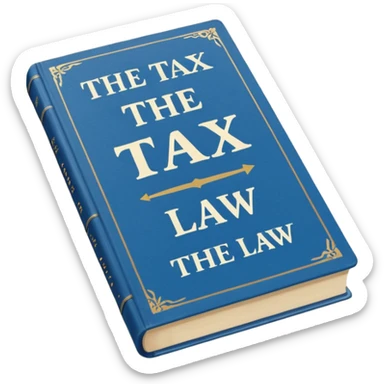 a blue book that says "the tax law" sticker