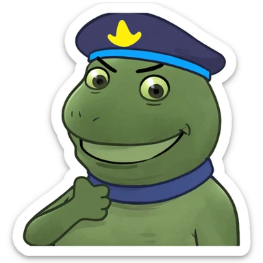 A dude, laughing, arms crossed, choking himself sticker