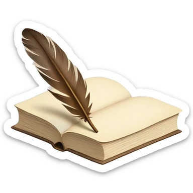 quill and book beige sticker