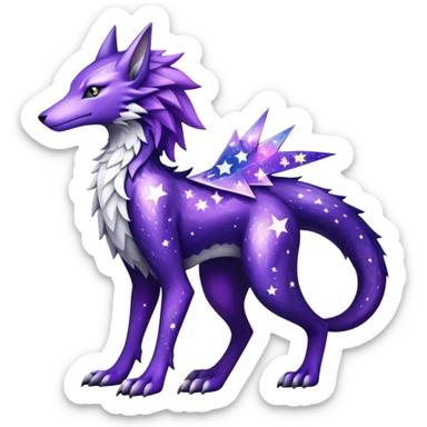 Epic Edgy Black White Purple ethereal eldritch Sergal-shiny sparkle starry Serval-Fionbri full body sticker