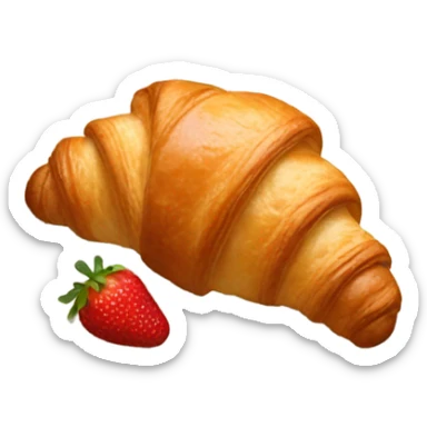there is a croissant with strawberries in a beige plate sticker