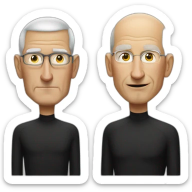 Tim Cook salute Steve Jobs no hair  sticker