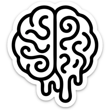 icon of brainrot as a stylized brain with swirling or melting elements, simple and bold, suitable for an app icon sticker