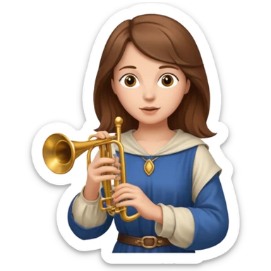 medieval female poet with a trumpet sticker