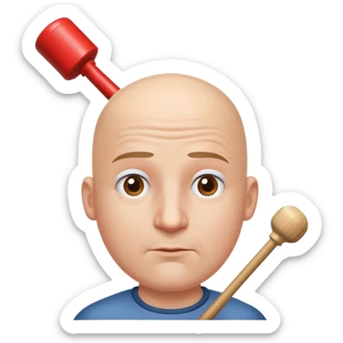 bald person with plunger on their head sticker