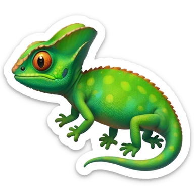 please create an animated color changing emoji that can be used as favicon . the default colour must be green and then its colour must change. the chemeleon should look to the left side. The chemeleon should look happy sticker