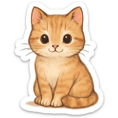 cute cat sitting, charming and detailed general style illustration sticker