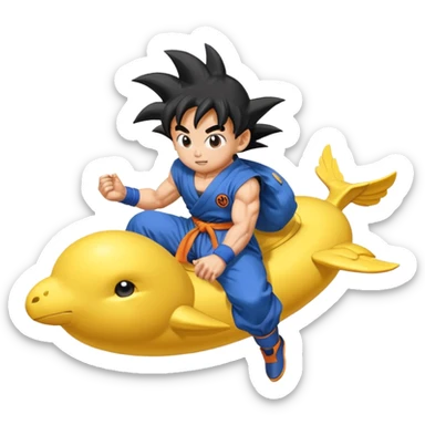 Nube voladora dorada o amarilla de Goku o Goku en nube voladora sticker