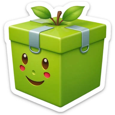 light green shipping box, apple style emoji, matching the shape and color of the reference photo sticker