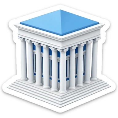 haz un emoji de un edificio griego en 3D, caricatura sticker