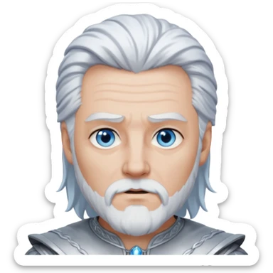 Odin with blue eyes, white hair, silver outfit sticker