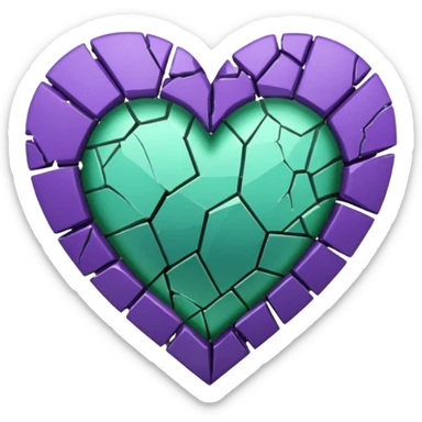 violet green broken heart sticker