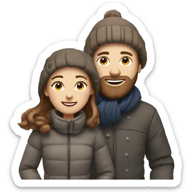 Norwegian couple with brown hair on a winter walk sticker