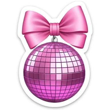A disco ball tied in a pink bow sticker