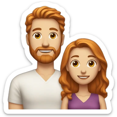 Bearded white man with very short dark hair and girlfriend with long ginger hair sticker