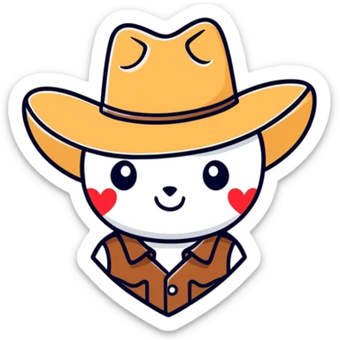 Heart with cowboy hat sticker