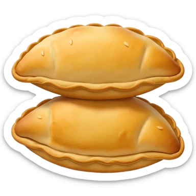 Empanadas Cinematic Realistic Empanadas Dish Emoji, depicted as crispy, golden empanadas made with cornmeal and filled with savory ingredients, rendered with rich textures and vibrant, appetizing lighting. sticker