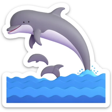 swimming dolphin in ocean waves sticker