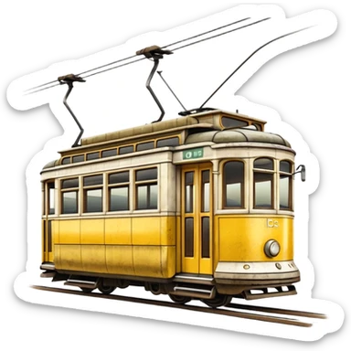 classic yellow Lisbon tram sticker