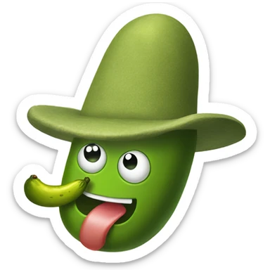 Pickle in a hat eating a pickle sticker