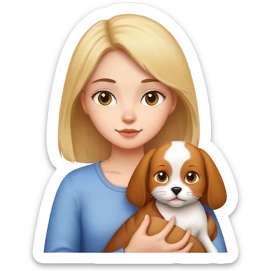 Girl holding a cat and a dog sticker