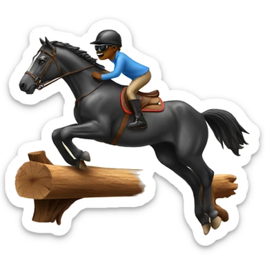 Horse jumping over a log with sunglasses sticker