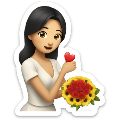 Asian girl in love Italy sticker