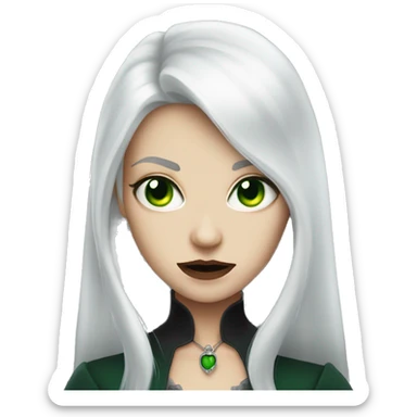 white hair vampire girl green grey eyes sticker