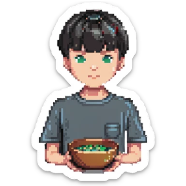 boy with bowl haircut sticker