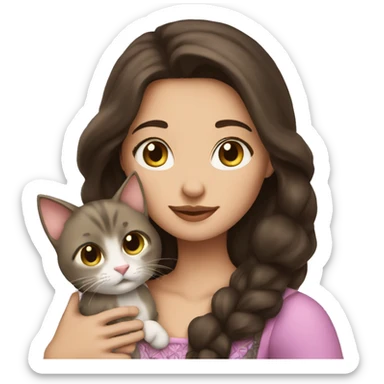 brunette princess with cat sticker
