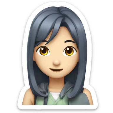 a anime giarl saying hi sticker