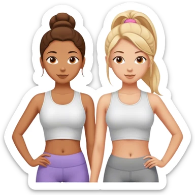 Best friends wearing matching shirts and yoga pants sticker