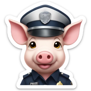Piglet wearing a police officer uniform  sticker