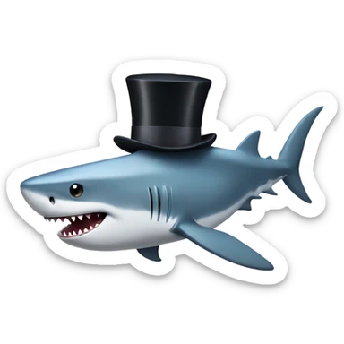 Shark with a top hat and beard sticker