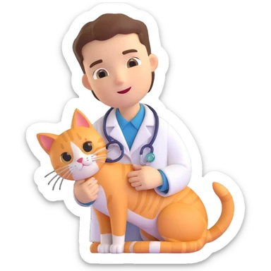 veterinarian examining a cat sticker