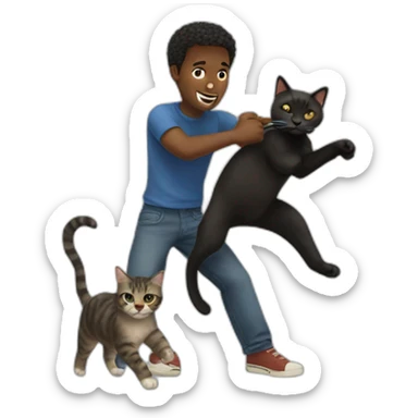 a black man hitting a cat sticker