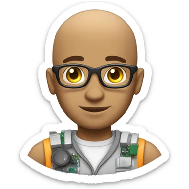 male balded electronics engineer who loves to code and tinker sticker