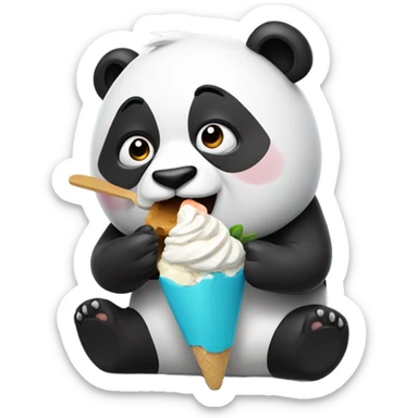 Panda comiendo helado sticker