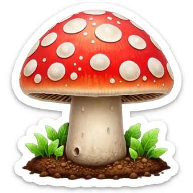 red glowing magic mushroom with dirt sticker