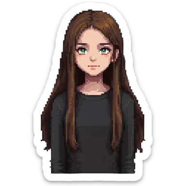 A girl with long, straight brown hair sticker