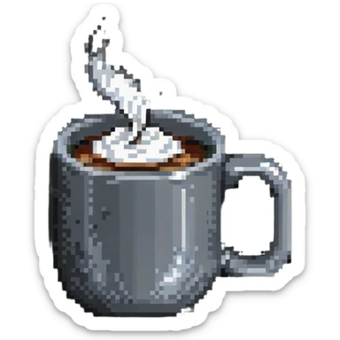 Pixel art coffee mug with steam sticker