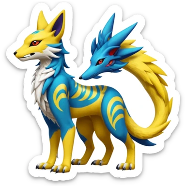 Tribal Tropical Renamon-Zeraora-Bastet-Latias-Vernid-Sergal-fusion-hybrid-creature sticker