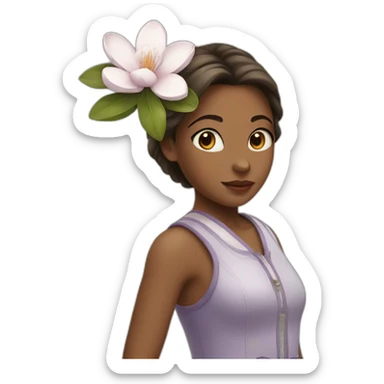 girl with magnolia sticker
