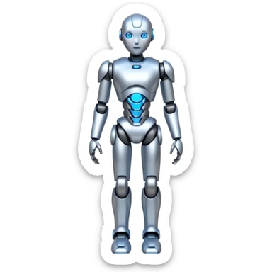 Robots Humanoid – Silver android with glowing eyes, human shape, full body sticker
