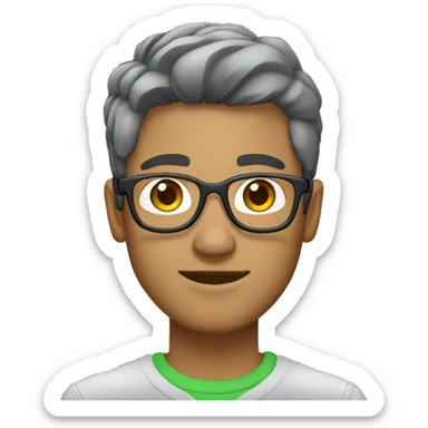 joven de 30 años con lentes color verdes y cabello gris sticker