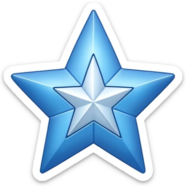 20 uçlu mavi yışdız ortasında beyaz tik sticker