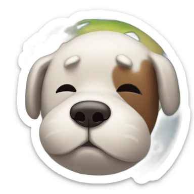 planet Earth with a cartoon sleepy dog face sticker