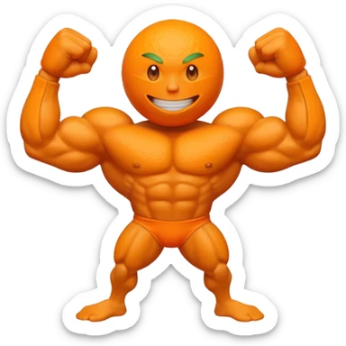  orange  with a face  had strong arms and legs sticker