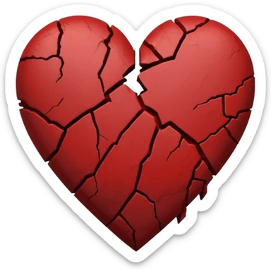 A dark red heart, broken and plastered together sticker