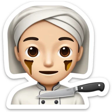 speaking face merged with kitchen knife, split down the middle sticker